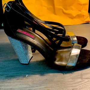 Bedazzled clear strap heel